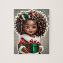 African American Girl Christmas Puzzle