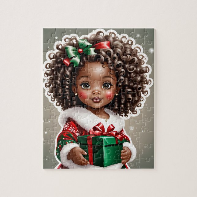African American Girl Christmas Puzzle (Vertical)