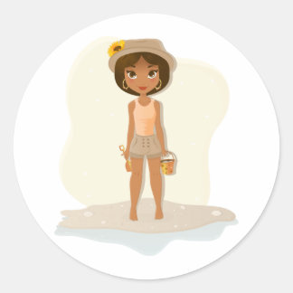 African American Girl Classic Round Sticker