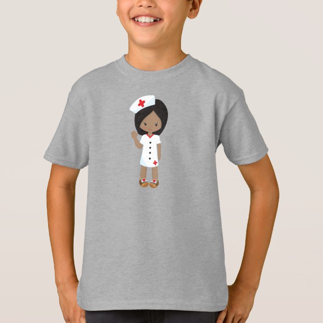 African American Girl, Cute Girl, Nurse, Doctor T-Shirt (Front)