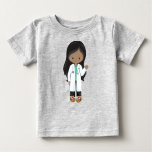 African American Girl, Doctor, Nurse, Stethoscope Baby T-Shirt