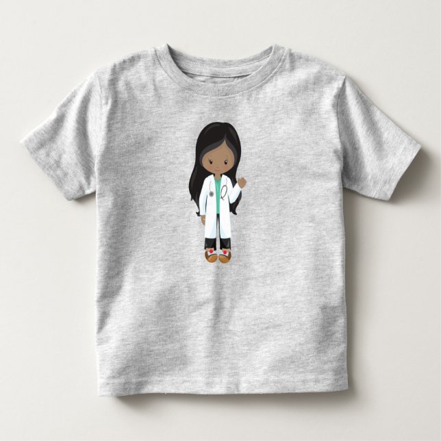 African American Girl, Doctor, Nurse, Stethoscope Toddler T-Shirt (Front)