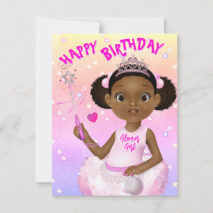 African American Girl Fairy Princess Ballerina Card