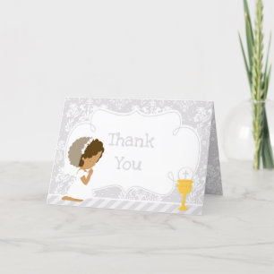 African American Girl First Communion  'Thank You' Thank You Card