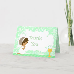 African American Girl First Communion  'Thank You' Thank You Card