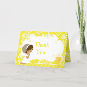 African American Girl First Communion  'Thank You' Thank You Card