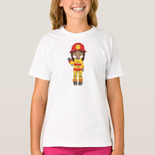 African American Girl, Girl Fireman, Firefighter T-Shirt