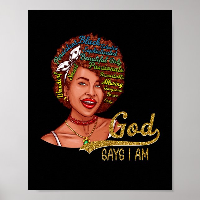 African American Girl God Says I Am Black Pride Poster (Front)