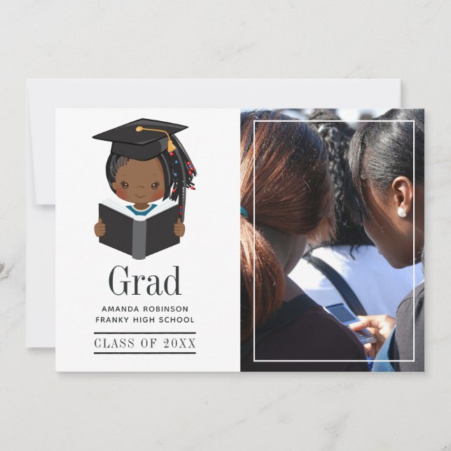 African American Girl Graduation Photo Announcement (Front)