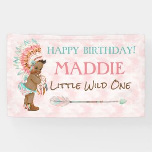 African American Girl Headdress Native American Banner