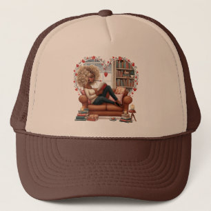 African American Girl Love Book - Reading Lovers Trucker Hat