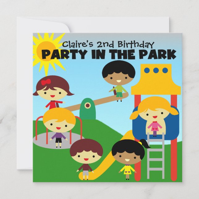 African American Girl Party in the Park Invite (Front)