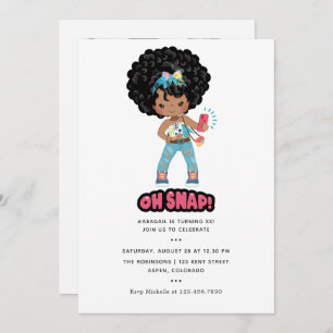 African American Girl Phone Booth Selfie Birthday Invitation
