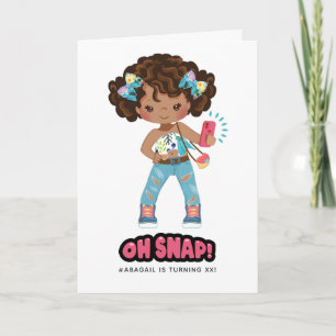 African American Girl Photo Booth Selfie Birthday Invitation