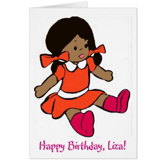 African-American Girl Rag Doll Birthday Card