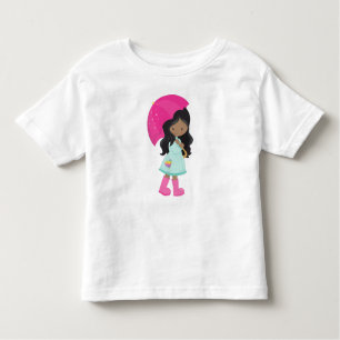 African American Girl, Rain, Raincoat, Umbrella Toddler T-Shirt