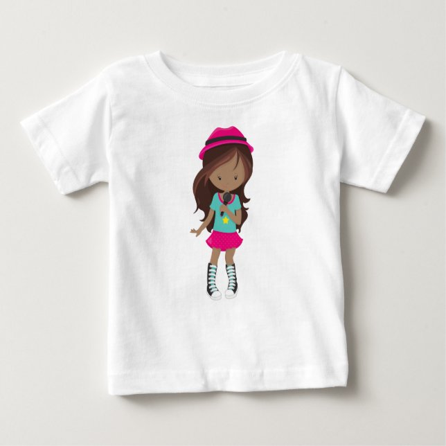 African American Girl, Rock Girl, Band Singer Baby T-Shirt (Front)