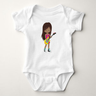 African American Girl, Rock Girl, Guitar Player Baby Bodysuit