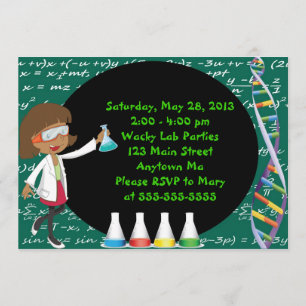 African American Girl Scientist Party Invitation