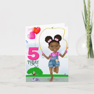 African American Girl Skipping Birthday Card