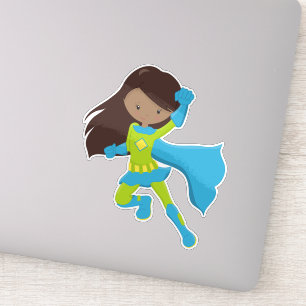 African American Girl, Superhero Girl, Blue Cape
