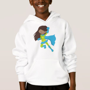 African American Girl, Superhero Girl, Blue Cape