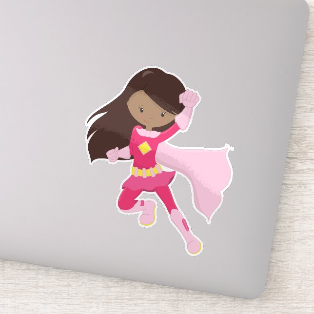 African American Girl, Superhero Girl, Pink Cape (Detail)
