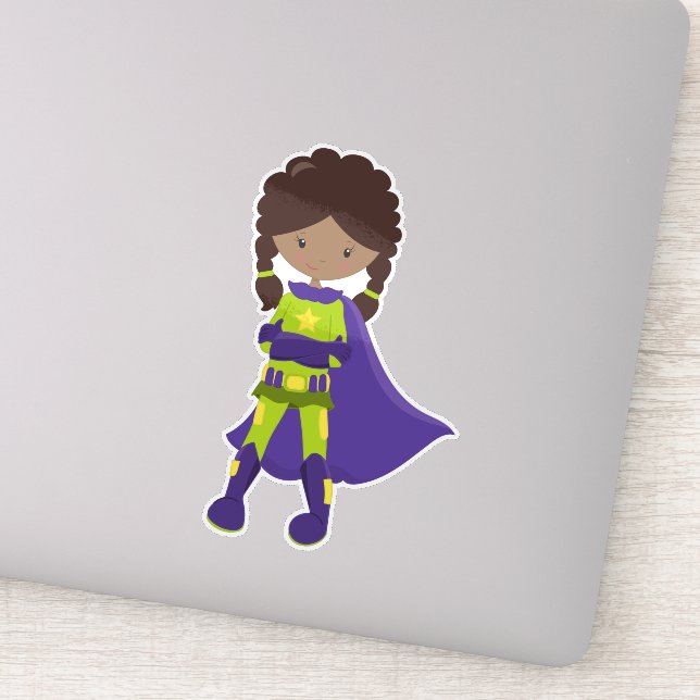 African American Girl, Superhero Girl, Purple Cape (Detail)