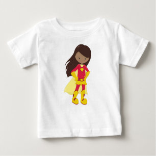 African American Girl, Superhero Girl, Red Costume Baby T-Shirt