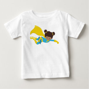 African American Girl, Superhero Girl, Yellow Cape Baby T-Shirt