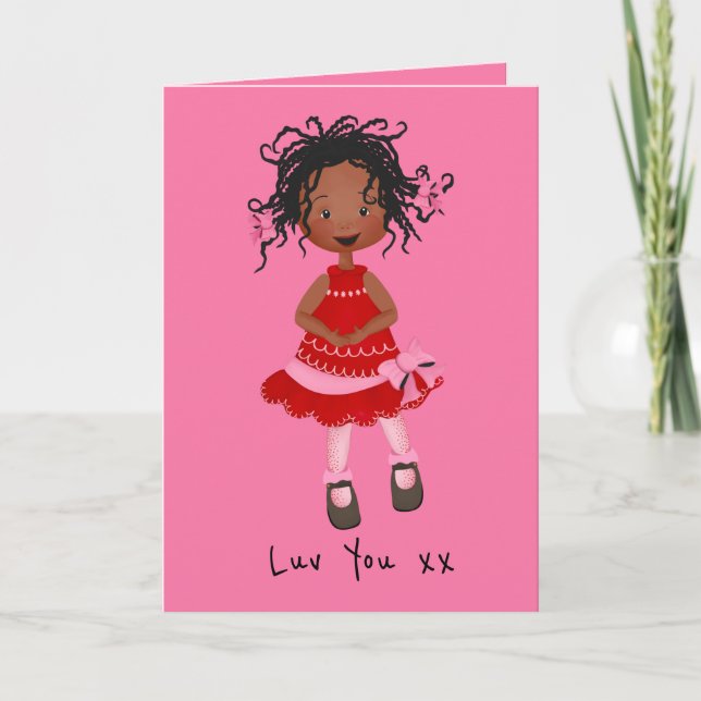 African American Girl Valentines Card (Front)