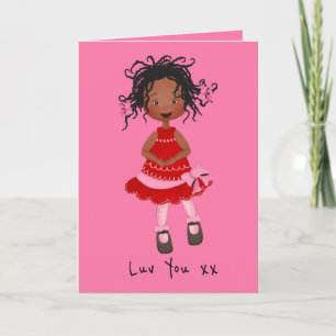 African American Girl Valentines Card
