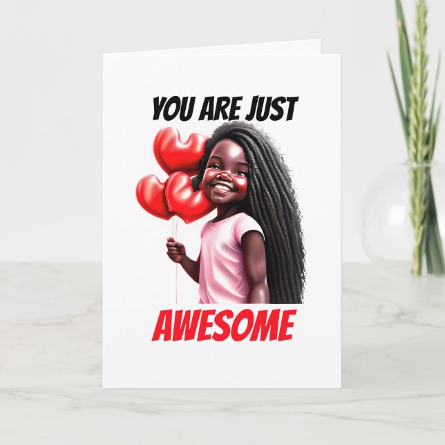 African american girl valentine's day awesome  holiday card (Front)