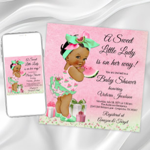 African American Girl Watermelon Baby Shower Invitation