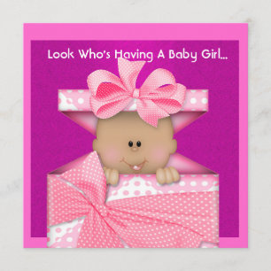 AFRICAN AMERICAN GIRLS BABY SHOWER  INVITATION