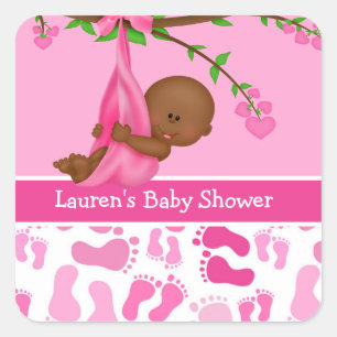 African American Girl's Baby Shower Stickers