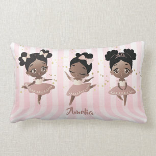 African American Girls Ballet Dancing, Ballerinas Lumbar Cushion