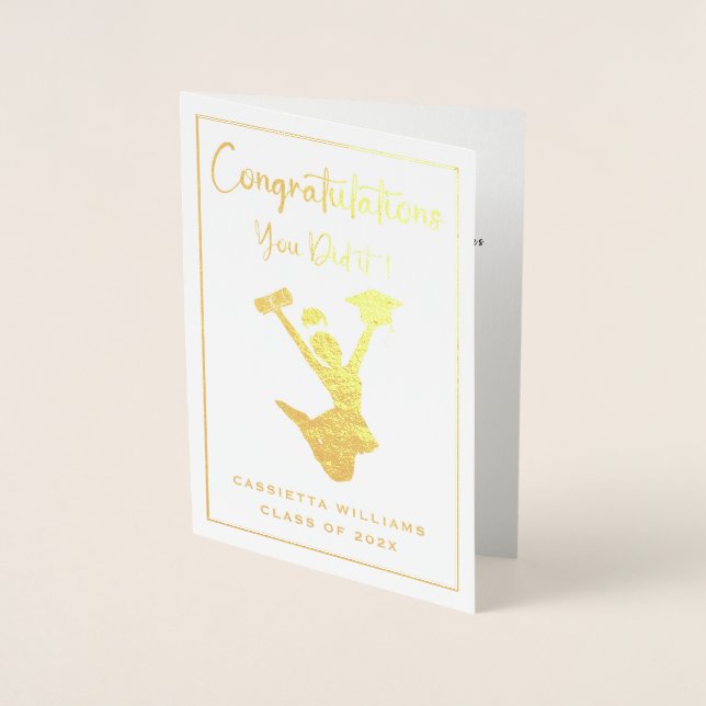 African American Girls Gold Graduation Foil Card (Front)