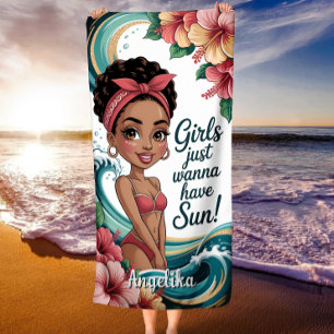 African American Girls Just Wanna Have Sun Beach Towel