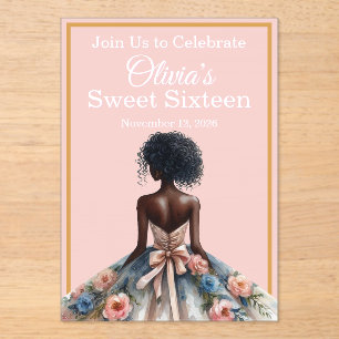 African American Girls Sweet Sixteen Acrylic Invitations