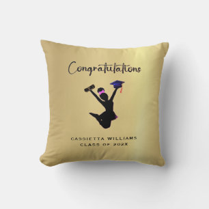 African American Gold Graduate Congratulations Cushion