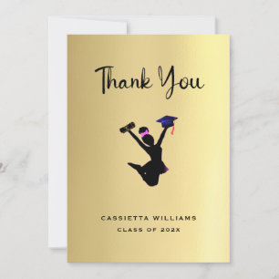 African American Gold Graduation Thank You Card