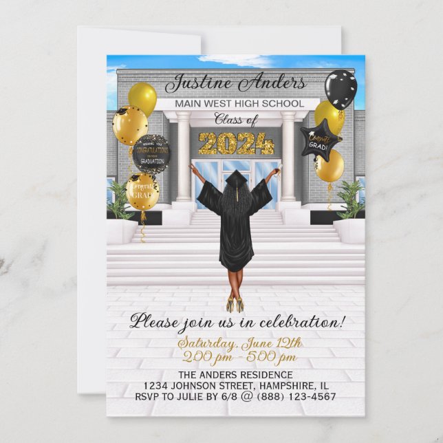African American Graduation Invitation Announcemen (Front)