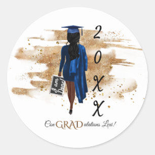 African American Graduation Round Sticker