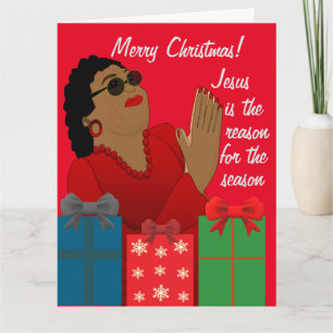 African American Grandmother Merry Christmas Car Card