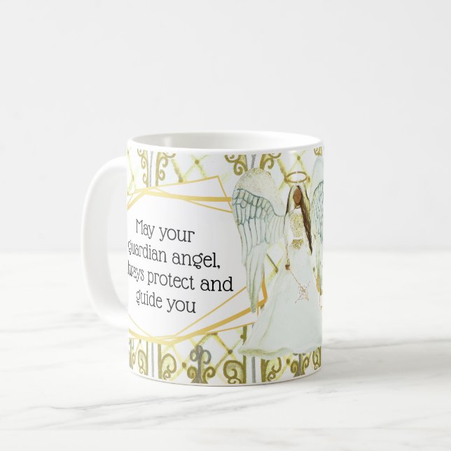 African American guardian angel windows with quote Coffee Mug (Front Left)