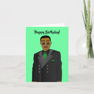 African American Guy Suit & Tie Birthday Card