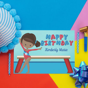 African American Gymnast Girl Gymnastics Birthday Card