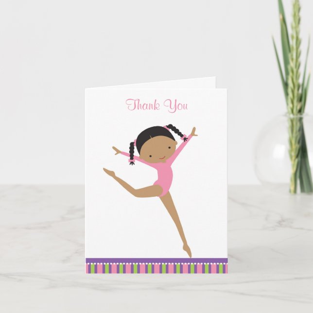 African American Gymnast Thank You Note Cards (Front)