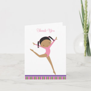 African American Gymnast Thank You Note Cards